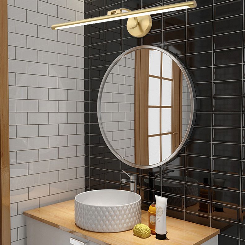 Modern Minimalist Style Linear Wall Mounted Vanity Lights Copper Wall Mounted Light Fixture in Gold Finish
