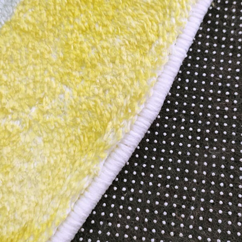 Yellow Modern Rug Polyester Checked Pattern Rug Washable Rug for Living Room