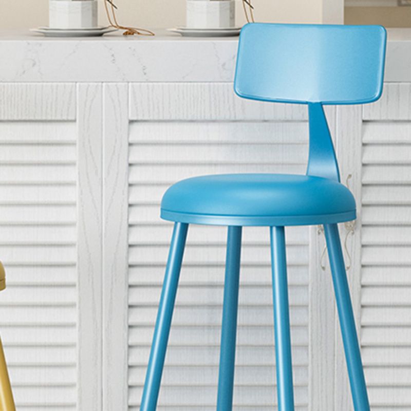 Modern Armless Backrest Counter Stool Iron Dessert Shop Bar Stool with Leather Cushion