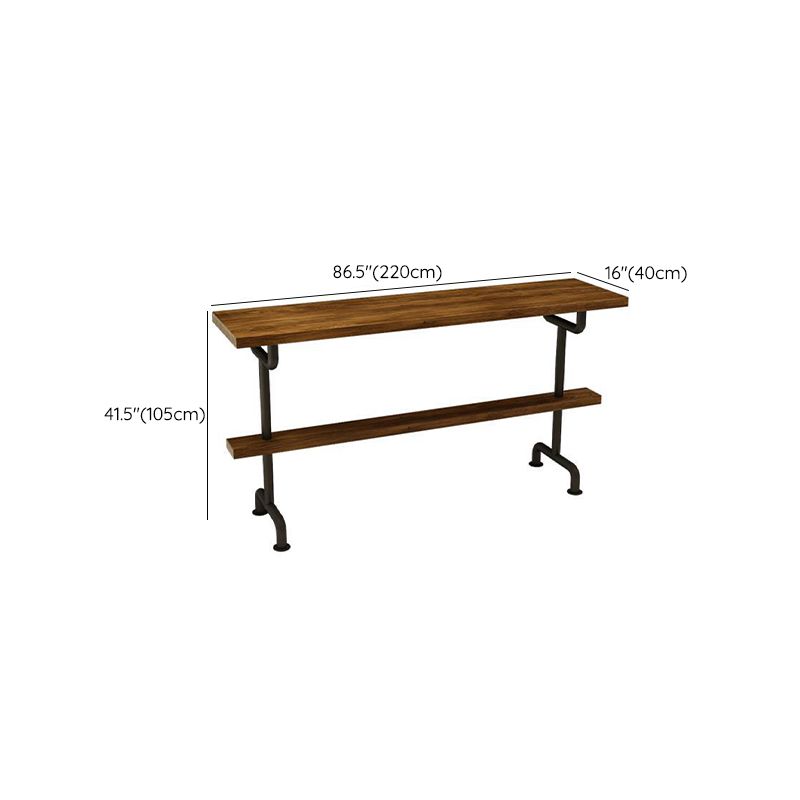 Industrial Wood Bar Table Trestle Base Dining Table for Kitchen Living Room