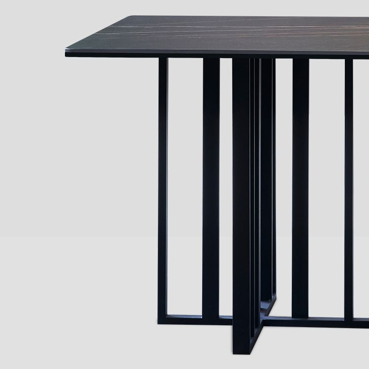 Industrial Rectangle Home Furniture Stone Double Pedestal Dining Table for Home