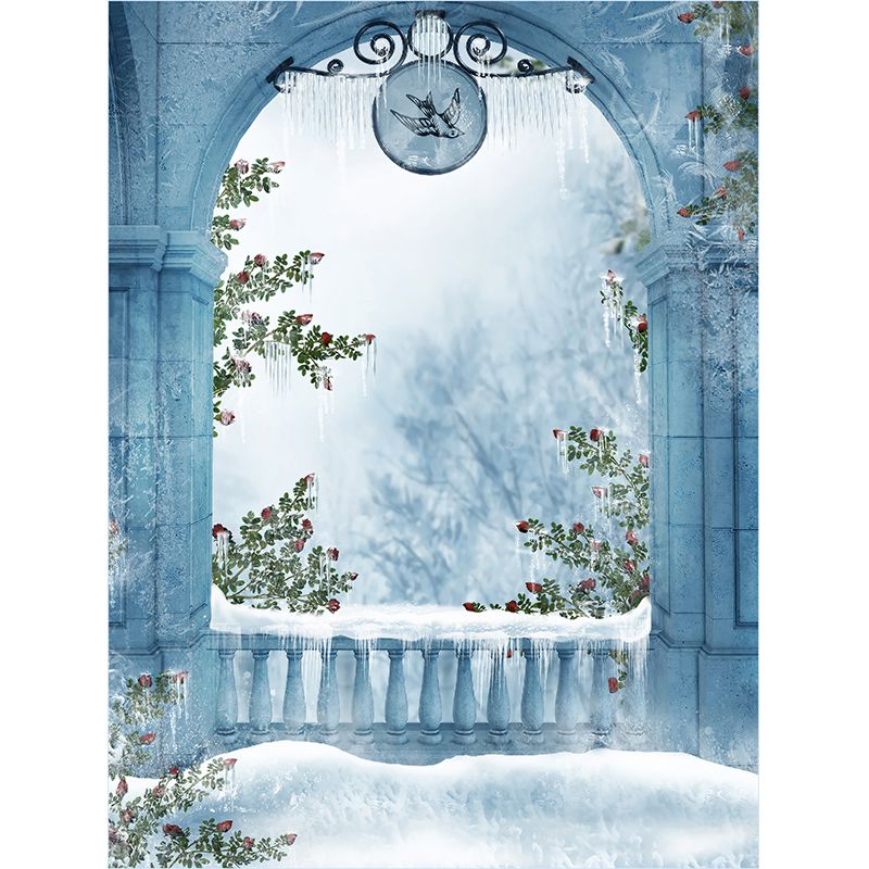 Modern Winter View Mural Wallpaper for Boys Bedroom Full Size Wall Covering in Blue