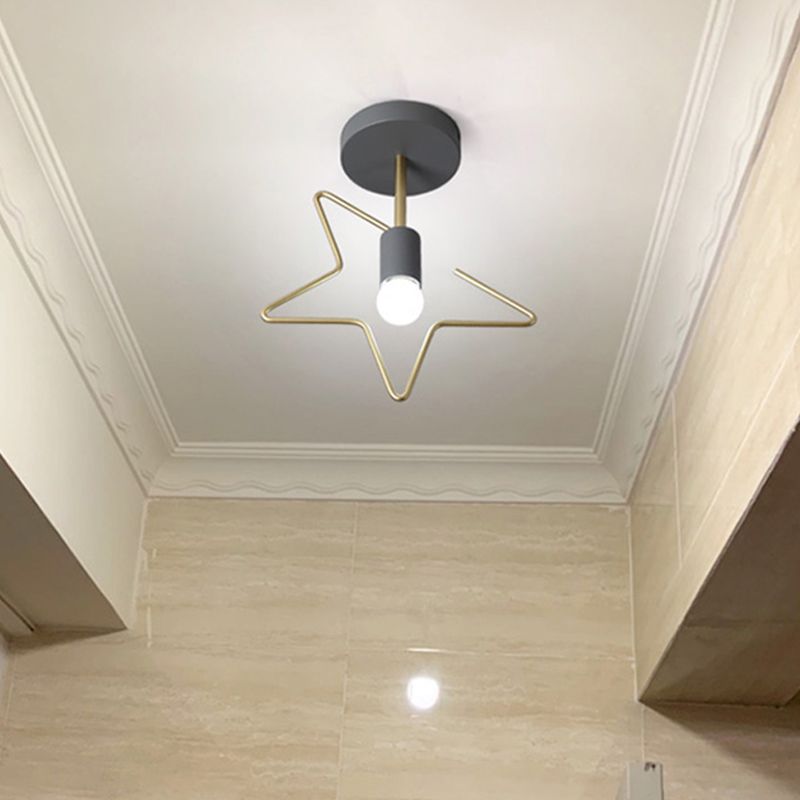 Metal Unique Shade Flush Ceiling Light Modern Style 1 Light Flush Mount Fixture