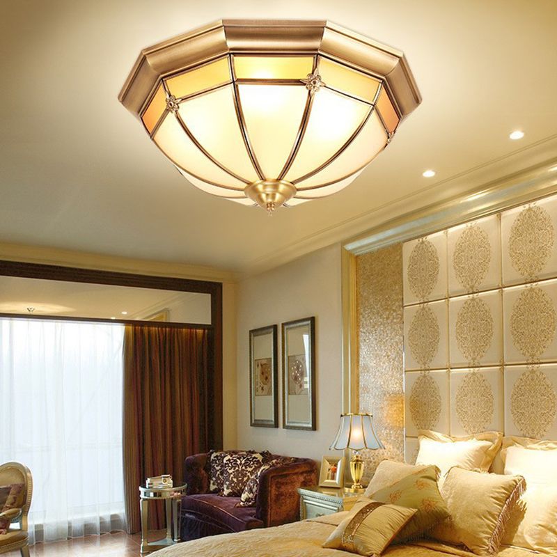 Brass Shaded Flush Mount Ceiling Light Vintage Glass Flush Ceiling Light Fixture