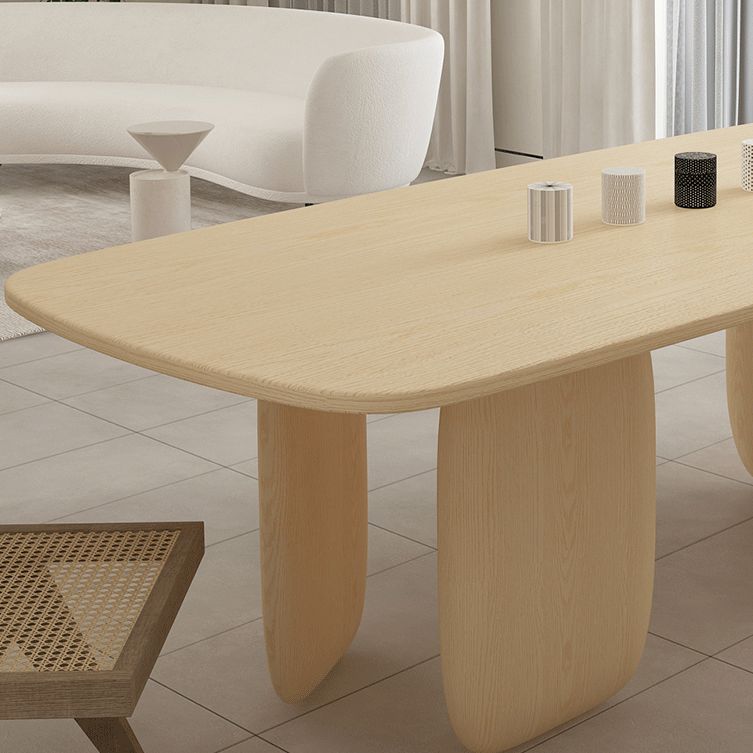 Pine Solid Wood Table Modern Rectangle Dining Table with 3 Legs for Restaurant