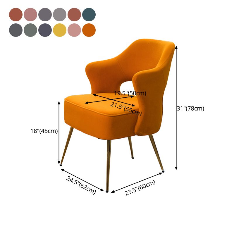 Fauteuils de salle à manger en métal nordique, chaise latérale à dossier ouvert pour Restaurant