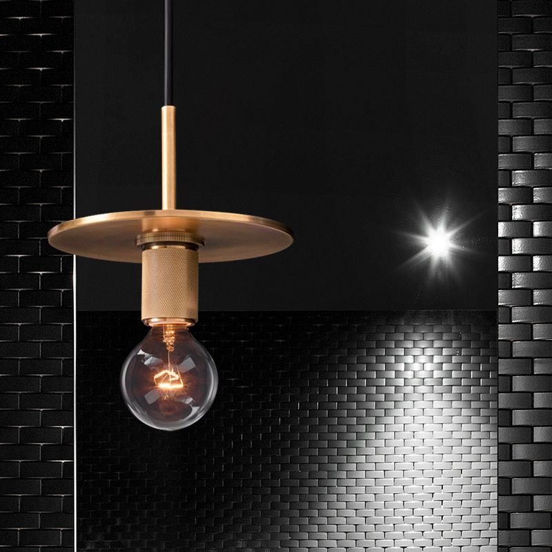 Luz de colgante de globo negro/de latón/cromado Metal tradicional 1 cabecera Lámpara de suspensión de techo para sala de estar