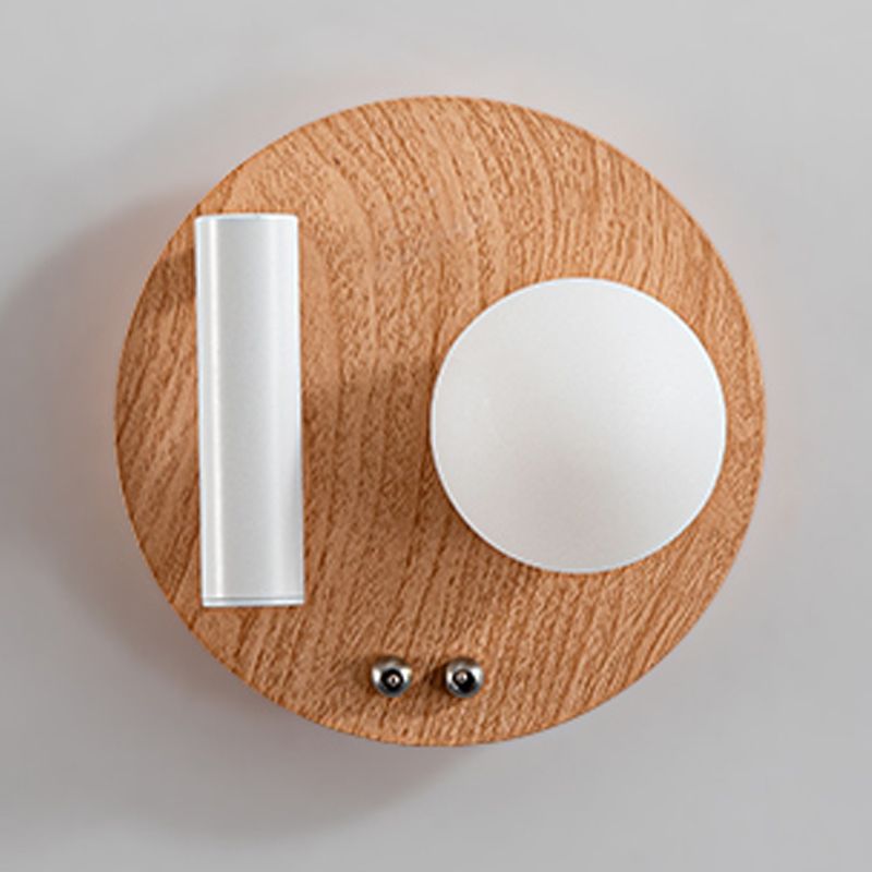 2 Lights Geometric Wall Light Modern Style Wood Wall Mount Light Fixture