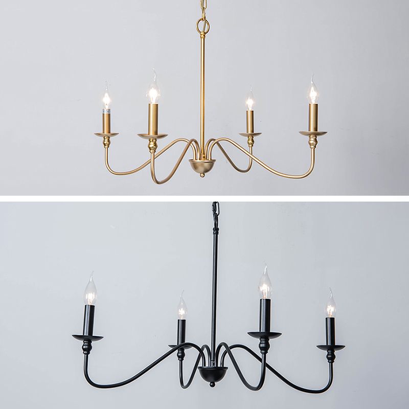 Chandelle suspendue à la bougie Light Light Traditional Swooping Bras Plafond Chandelier pour le salon