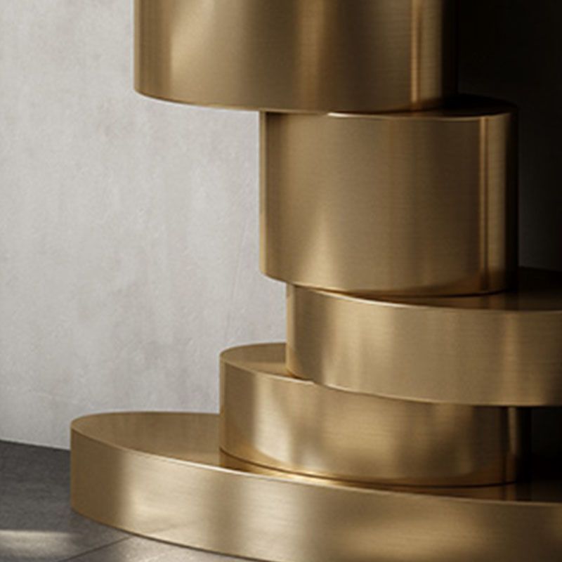 Glam Stone Console Table Golden Oval Console Accent Table for Hall