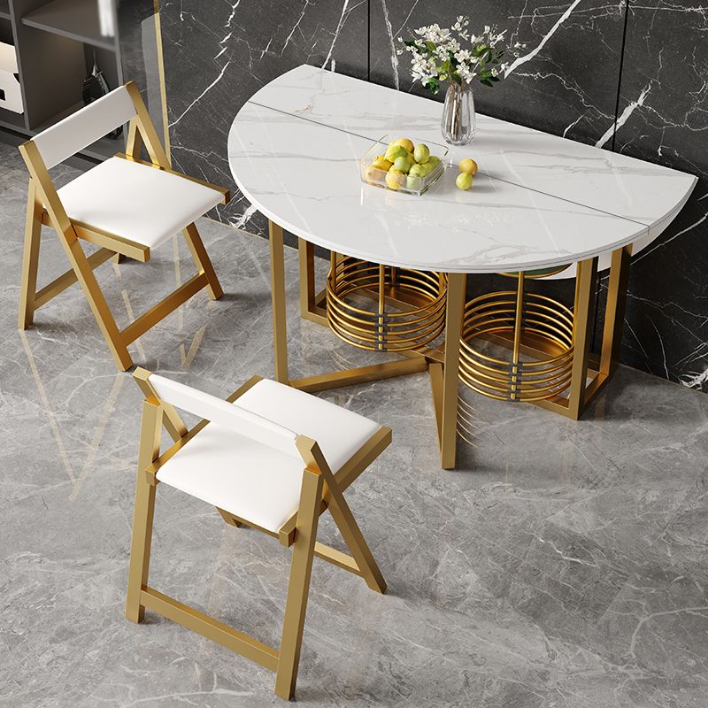 Glam Round Dinette Set 1/2/3/7 Pieces Gold Foldable Dining Table Set