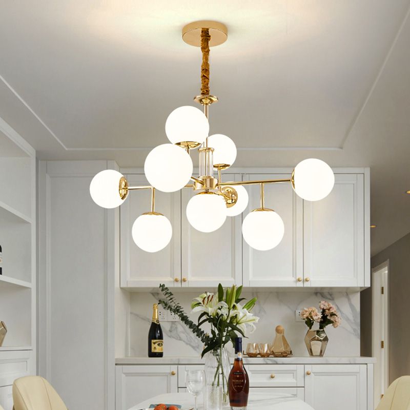 Araña de rama dorada luz colgante de estilo moderno para dormitorio de sala de estar