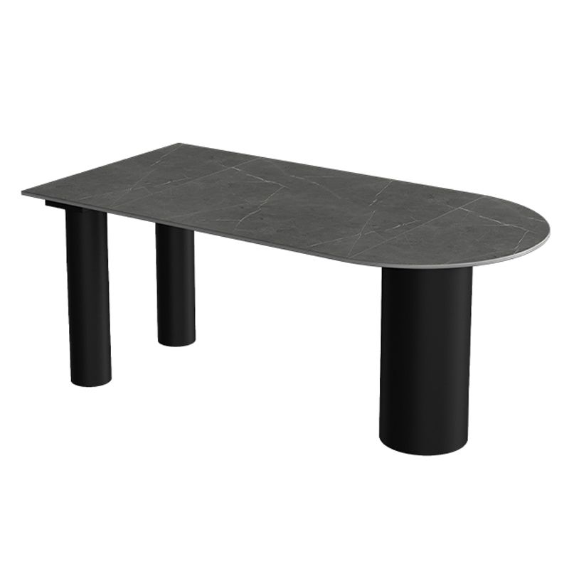 Modern Style Dining Table Sintered Stone Dining Table with Black Frame for Kitchen