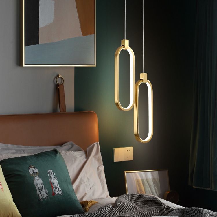 Luce a ciondolo a LED in alluminio in moderno gel di silice in stile conciso luce oblunga per camera da letto