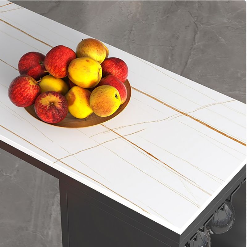 Industrial Stone Bar Counter Table Rectangle Bar Counter Table with Metal Legs for Kitchen