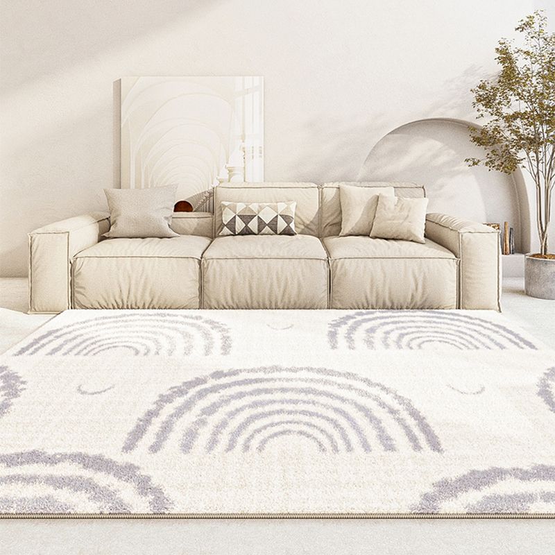 Fancy Modern Rug Grey Polyester Area Rug Geometric Print Anti-Slip Rug for Drawing Room