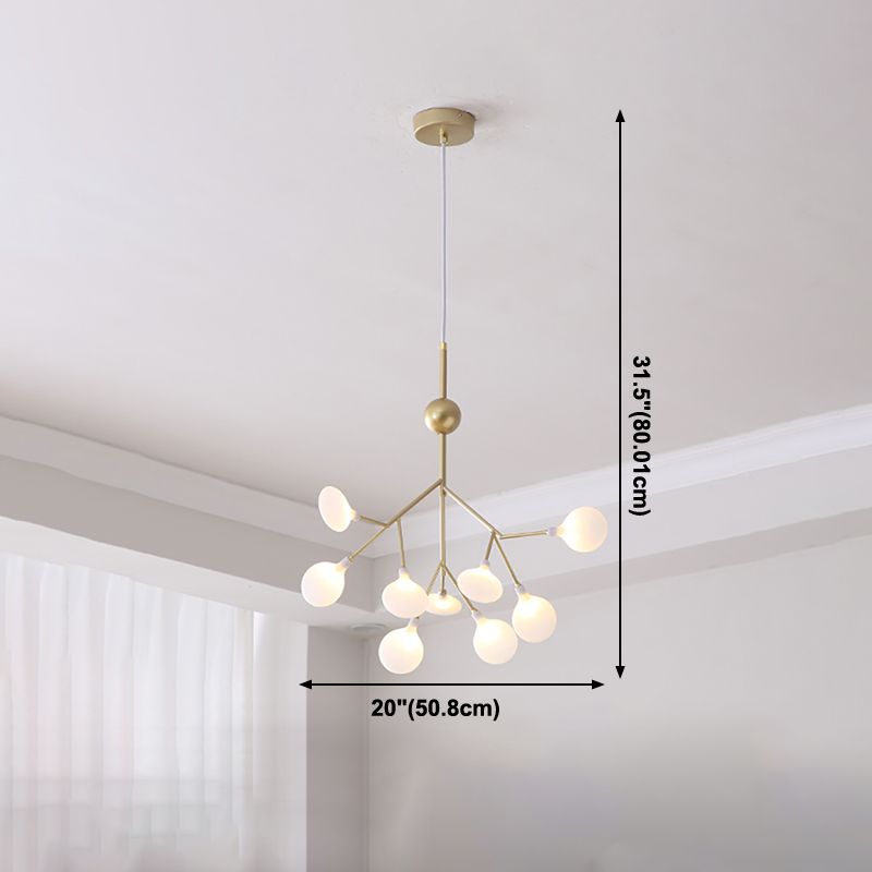 Metal Branch Shape Chandelier Nordic Style Fireflies Hanging Lamp for Restaurant