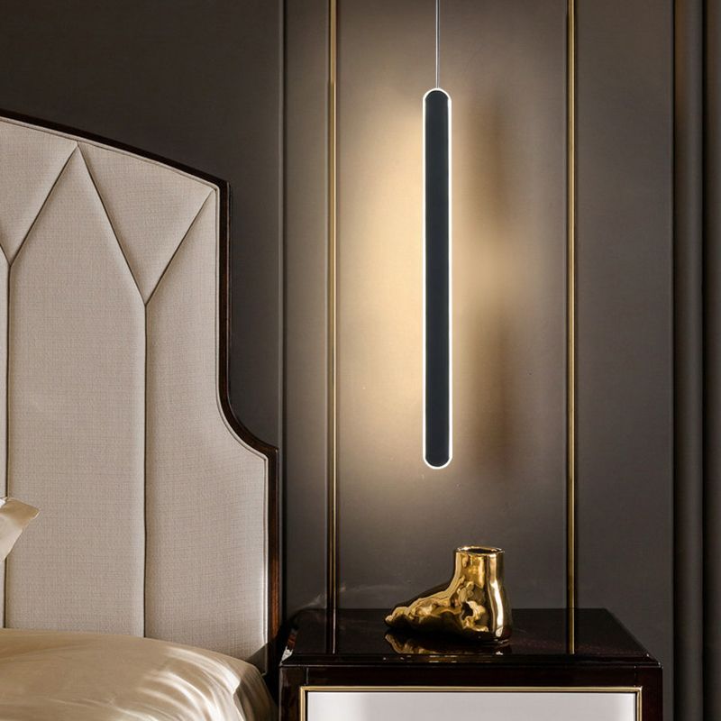 Minimalistische lineare Anhängerbeleuchtung, Acrylschatten um Metallstange hängen Licht