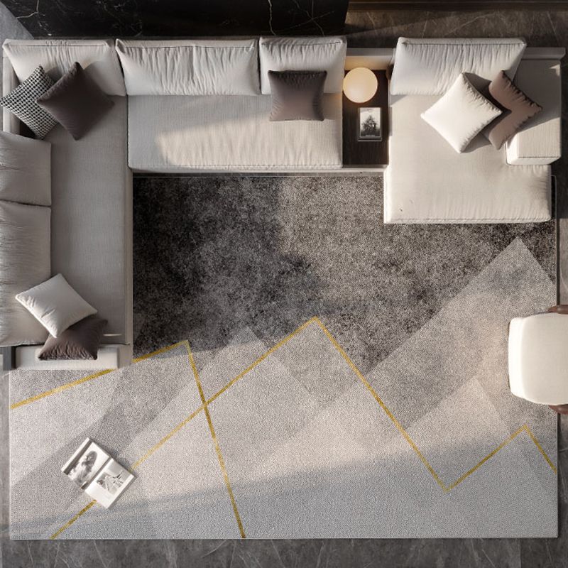 Élégant espace moderne Modèle géométrique Modèle Gray Rapier en polyester non glissant pour le salon