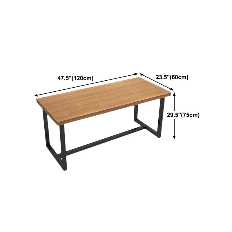 Industrial Pine Solid Wood Table Rectangle Dining Table with Trestle Base