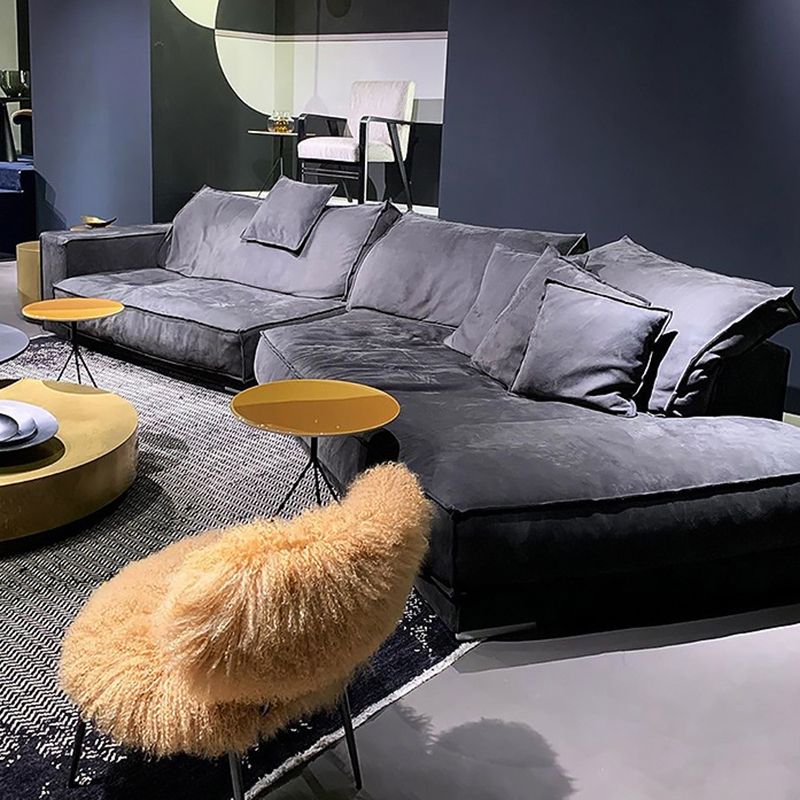 Grey/blue/khaki/pink Sofa with Pillow Back Latex Padded Square Armrest Sectional