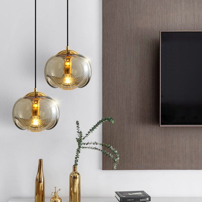 Spherical Shape Hanging Light Modern Style Glass Multi Light Hanging Lamp for Living Room