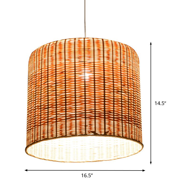 1 tête d'éclairage cylindrique de la tête lampe suspendue au plafond de bambou chinois en lin