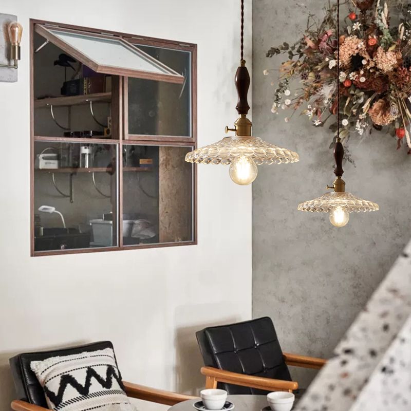 Coppa di vetro Copertura Ombra appeso Luci sospese in stile industriale 1 lampada appesa alla luce per camera da letto