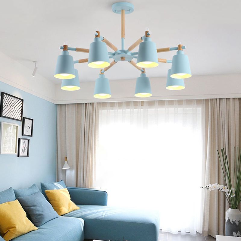 Wrought Iron Sputnik Pendant Light in Modern Simplicity Macaron Ceiling Light for Living Room