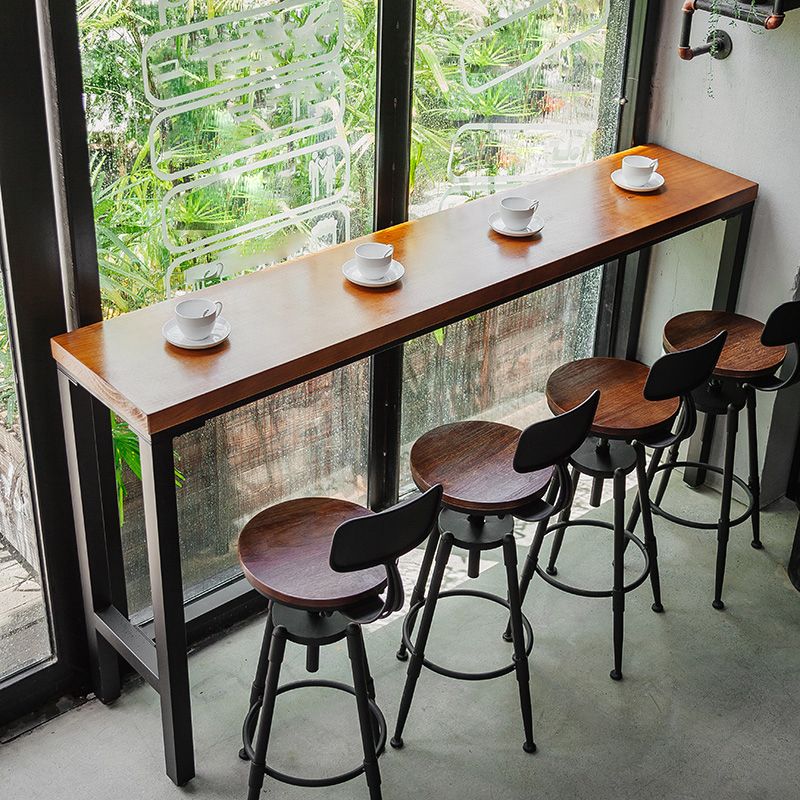 Coffee Shop Hall/Pub Table Industrial Rectangle Footrest Bar Height Table in Natural