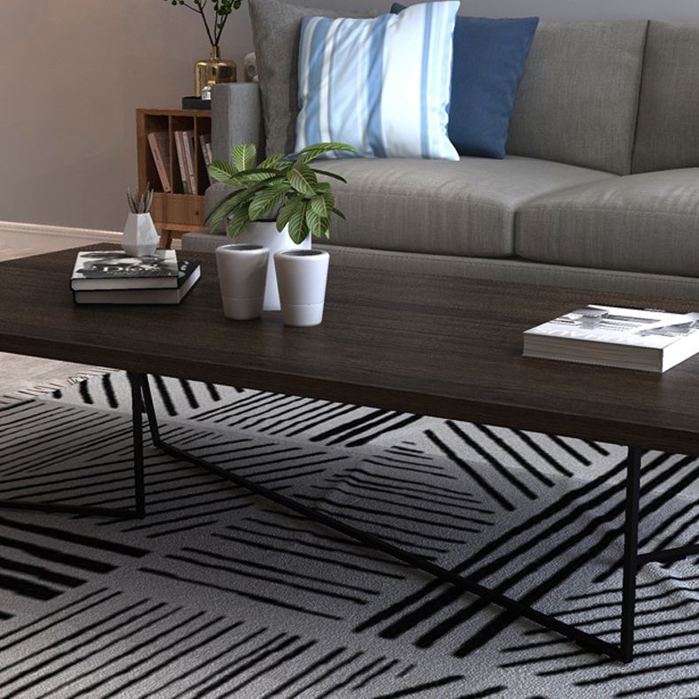 Dark Brown Solid Wood Coffee Table Abstract Coffee Cocktail Table