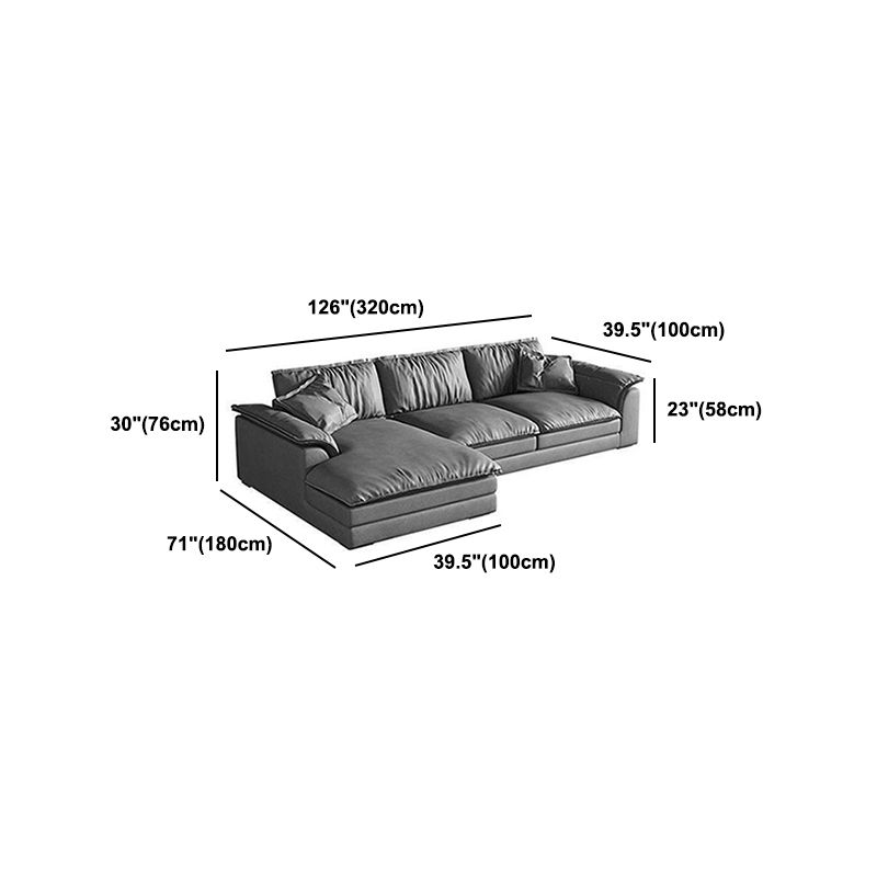 Pillow Top Arm Sofa & Chaise Faux Leather Cushions Loose Back Sofa
