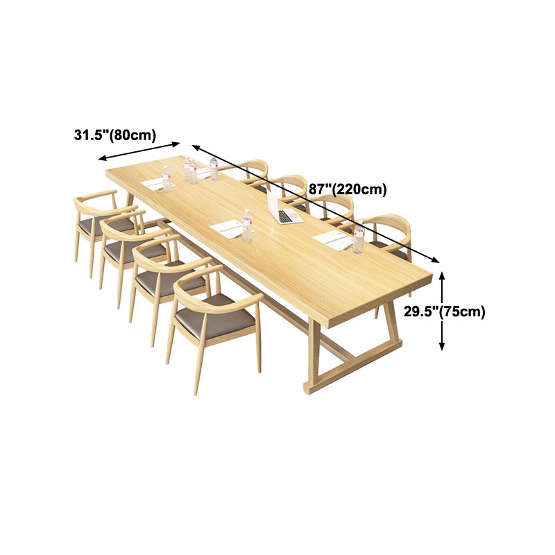 Rectangle Trestle Dinner Table Solid Wood Dining Room Collection for Home