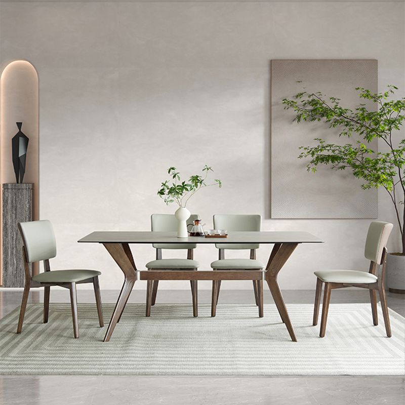 Medieval Modern Sintered Stone Top Dining Table Rectangle Kitchen Table with 4 Legs