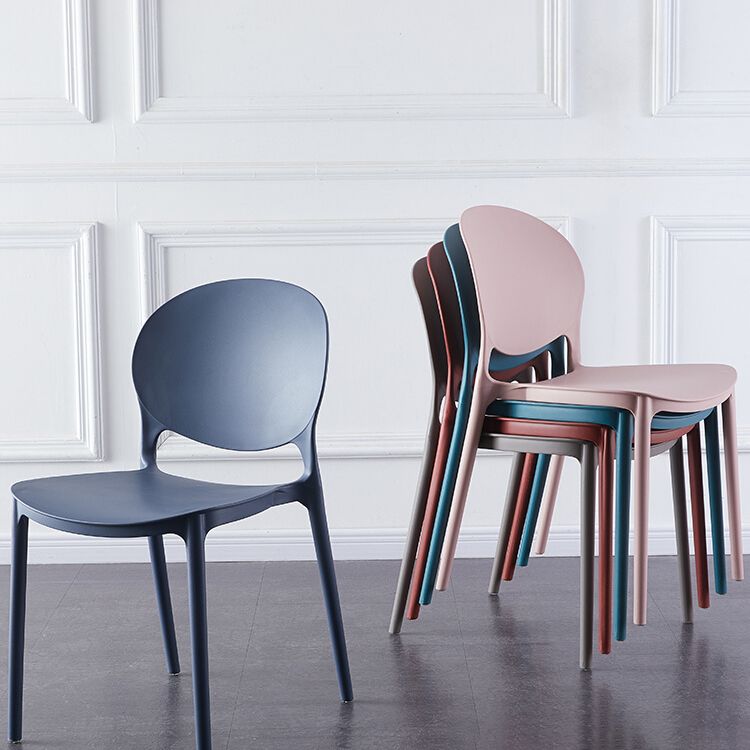 Plastic Contemporary Dining Room Chairs Matte Finish Open Back Dining Side Chairs