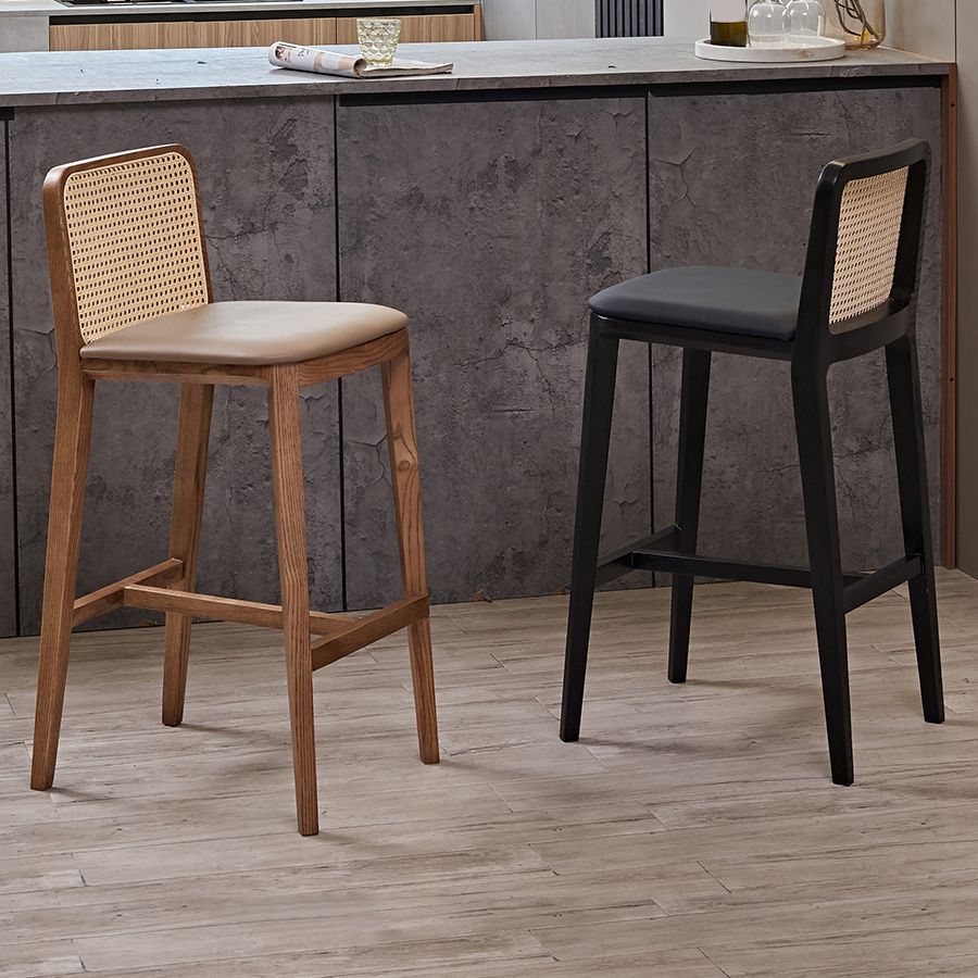 Contemporary Style Low Back Solid Wood Armless Bar Stool for Home