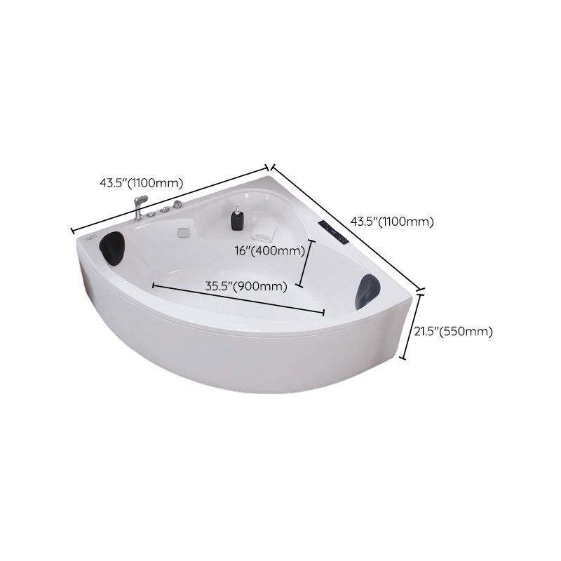 Acrylic Corner Soaking Bathtub Antique Finish Back to Wall Bath Tub