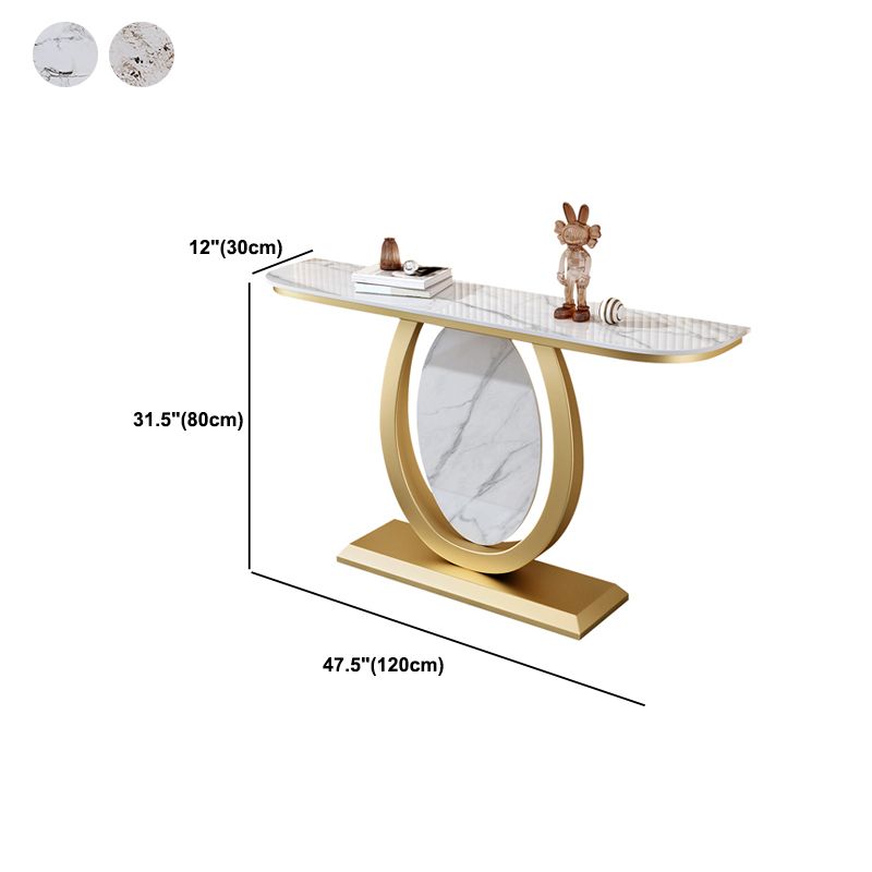 Glam Slate Iron Console Table Half Moon Stain Resistant Scratch Resistant Console
