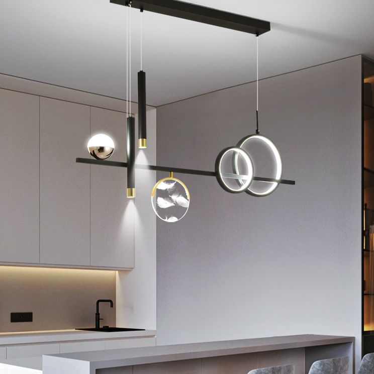 Modern Straight Bars Island Chandelier Lights Metal Island Lighting