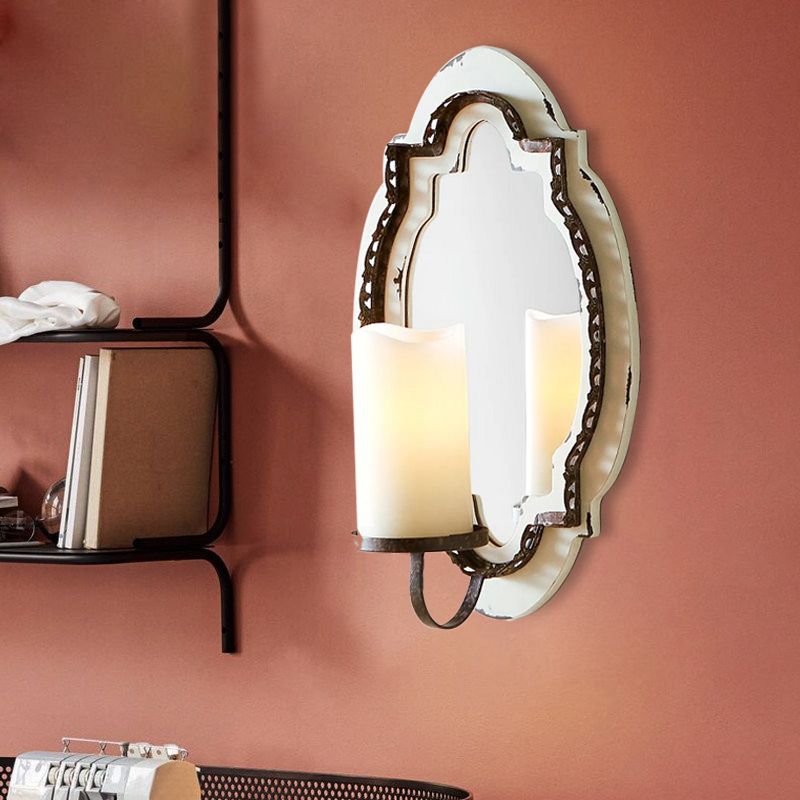 1 Light Vanity Sconce Light Rustic Cylinder Clear Glass Wall Lighting Fixture in Black/Blue for Bathroom