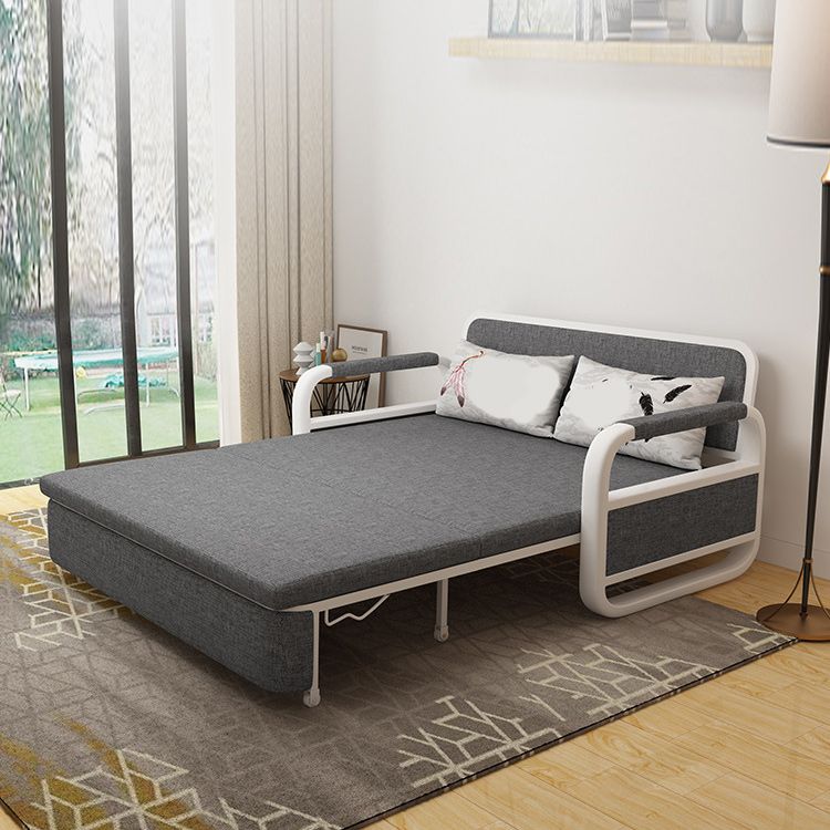 Fabric Square Arms Futon Sleeper Sofa Pillow Included Loveseat