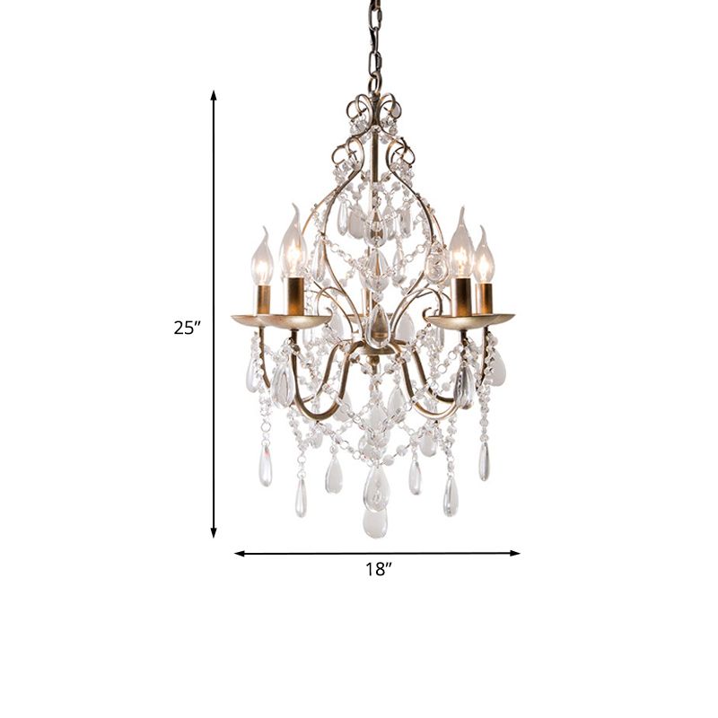 Éclairage en suspension du bougeoir d'origine 5-Light Draping Crystal Ball Chandelier Light in Gold