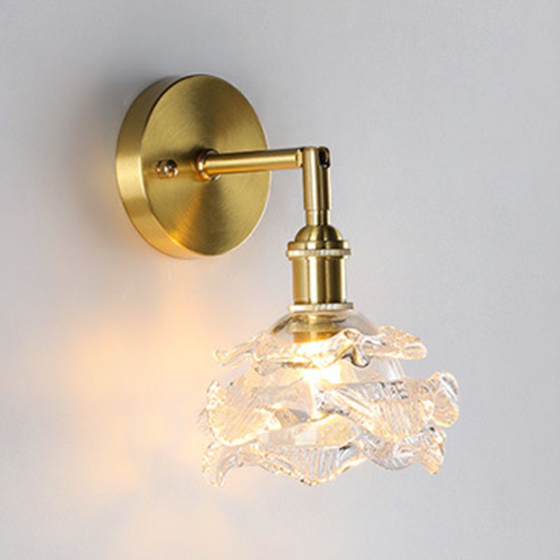 Glass Flower Wall Sconce Lighting Industrial Style 1 Light Wall Lamps