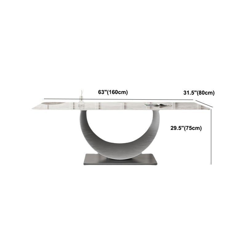 Rectangle Pedestal Table Traditional Luxury Dining Table Stainless Steel Base for Home