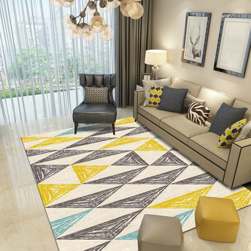 Yellow Modern Rug Polyester Graphic Rug Non-Slip Backing Rug for Home Decor