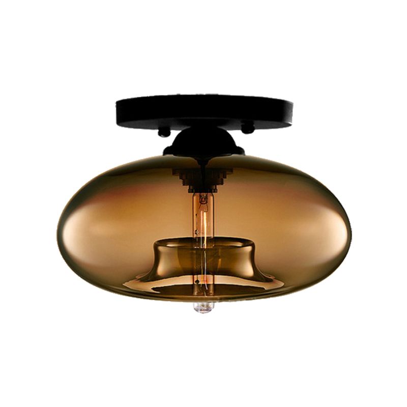 Oblong Flush Deckenleuchte Modernist Glas 1 Lichthimmel Blau/Amber/Rauch Grau/Kaffee Deckenleuchte, 11 " W