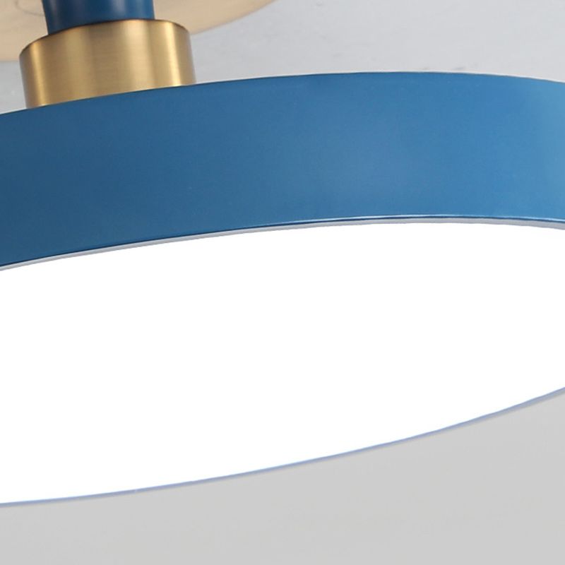 Nordic Style Round Ceiling Light Metal LED Semi Flush Mount Light for Bedroom