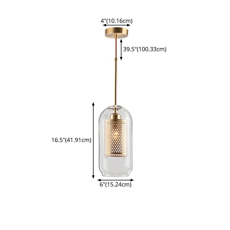 Illuminazione a sospensione in stile moderno semplice 1 testa trasparente vetro appeso a soffitto per bar