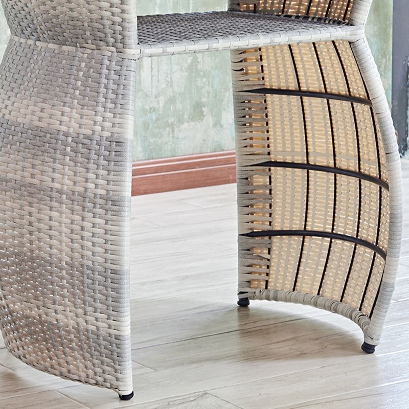 Boho Style Wicker Bistro Set 3 Pieces Round Glass Top Bistro Set