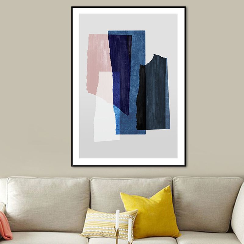Nordic Overlapping Geometric Painting Canvas Textured Soft Wall Art Decor for Living Room